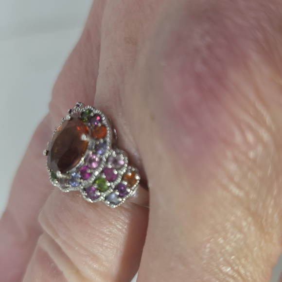 Designer Almandine Garnet And Multi Gemstone Ring Size 8 - Picture 15 of 15